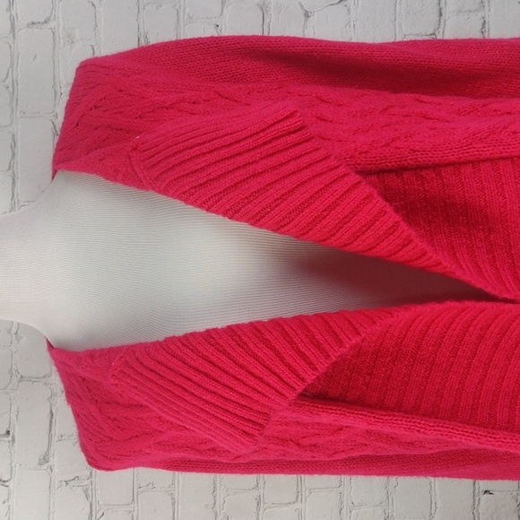 Gap Sweater Cardigan S Open Front Cable Knit Pink - Picture 4 of 11
